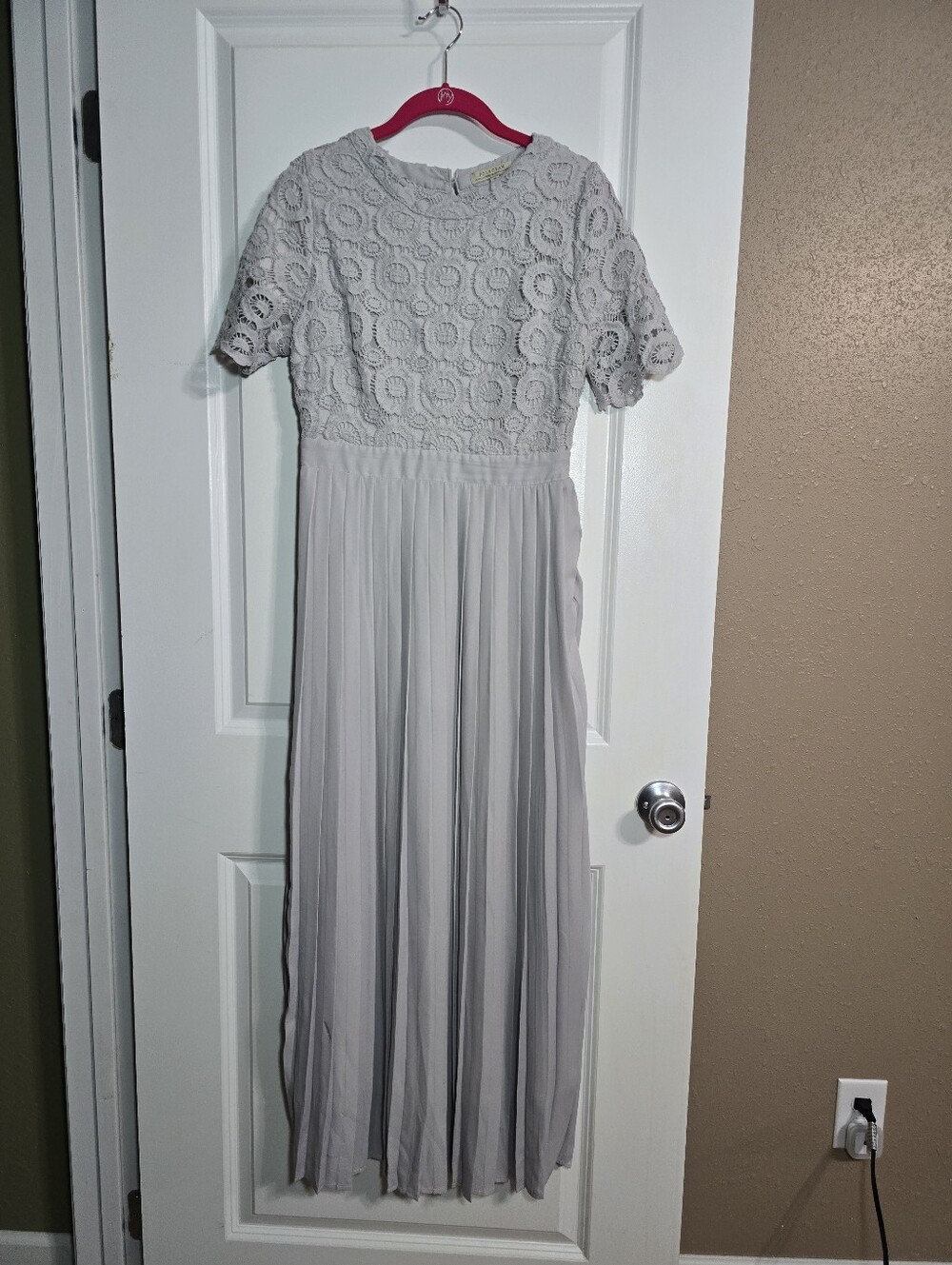 Polagram Light Gray Lace Top Dress